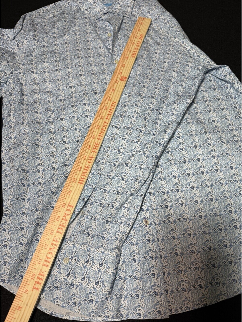 J. McLaughlin Men's L Blue/White Floral Stretch Cotton Long Sleeve Button-Up - Picture 8 of 8